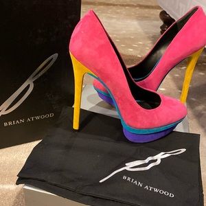 Brian Atwood, Hot Pink, Suede Heel, Fontanne, Size 7B